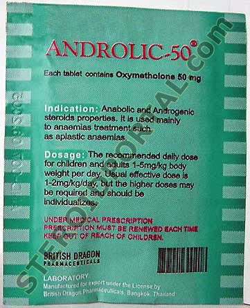 Androlic-50mg, British Dragon Pharmaceuticals, Thailand